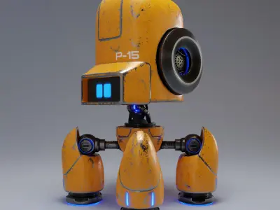 Cute Spider Robot Yellow 3D model