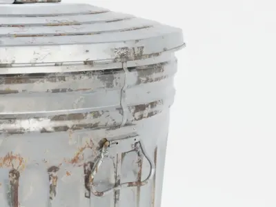 Worn Trash Can Low-poly 3D model
