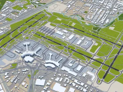 Toronto Pearson Airport 12km Low-poly 3D model