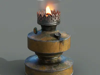 Realistic Oil Lamp Low-poly 3D model
