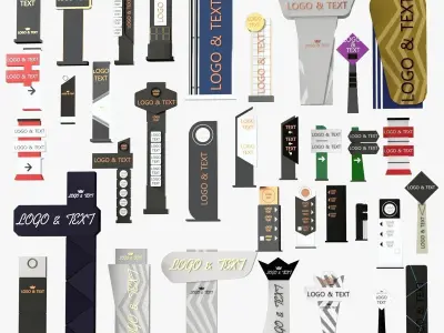 35 Signboard Totem Billboard  Collection Advertising  Sign board Low-poly 3D model