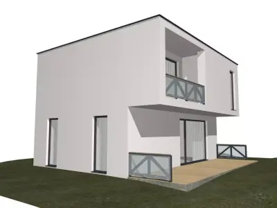 Modern Two Storey Minimalist House Design 3D model
