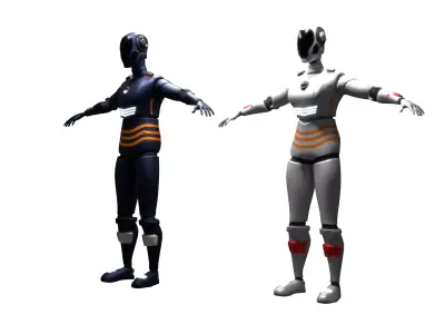 Futuristic Soldier - Robots Character Pack Low-poly 3D model