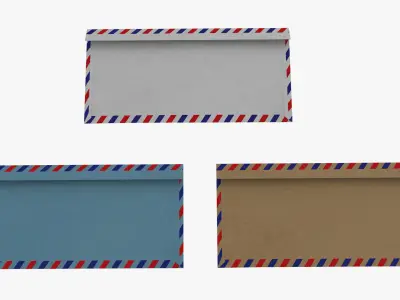 Air Mail Window Envelope Size DL Style WALLET 3D model