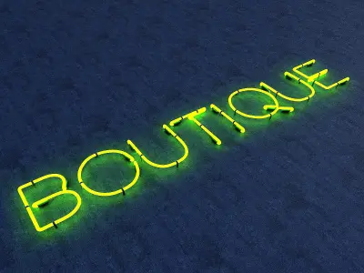 Boutuque Neon Sign Low-poly 3D model