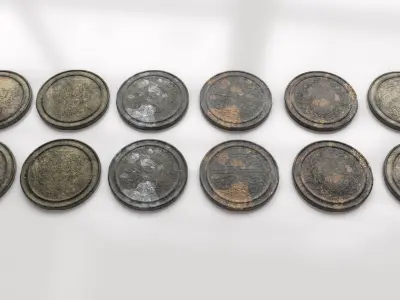 Old Coin - Artifact Low-poly 3D model