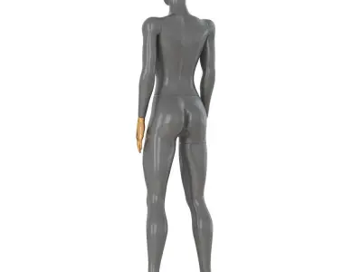 Female gray mannequin with gold hands 89 3D model