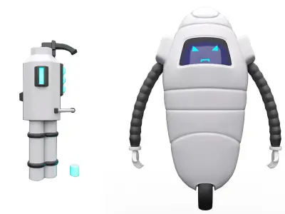 Game Ready Stylized Low Poly 3D Robot Low-poly 3D model