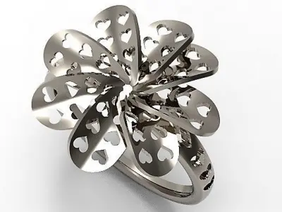 Flower ring 3D print model 14