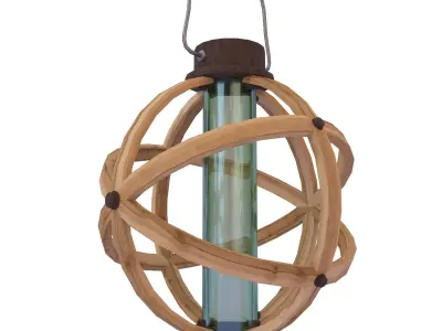 Wooden spherical lamp Low-poly 3D model