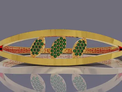 Elegant Double Band Bracelet with Pave Leaf Clusters  3D print model