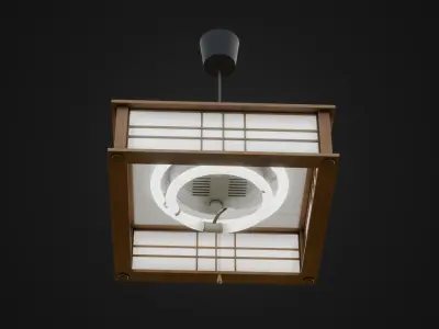 Retro Japanese Ceiling Light Low-poly 3D model