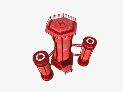 SciFi Facility A05 Red - Sci Fi Exterior Design Low-poly 3D model