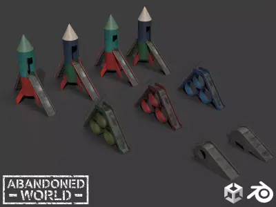 Slides For Playground Low-poly 3D model
