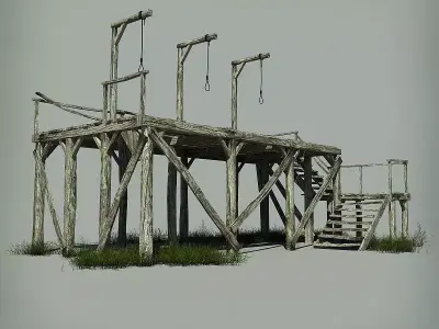 Medieval Gallows Low-poly 3D model