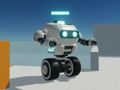 Wheeled Robot Low-poly 3D model