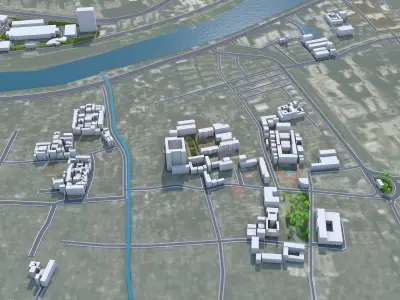 Jieyang Guangdong Province China 55km Low-poly 3D model