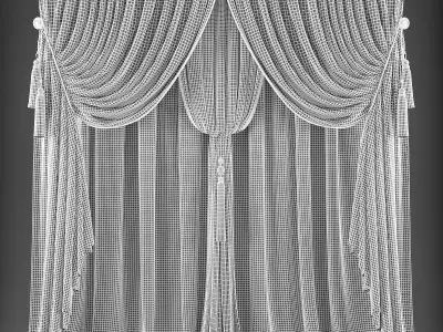 Curtain curtains with tassels Low-poly 3D model