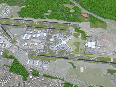 Pittsburgh Airport 12km Low-poly 3D model