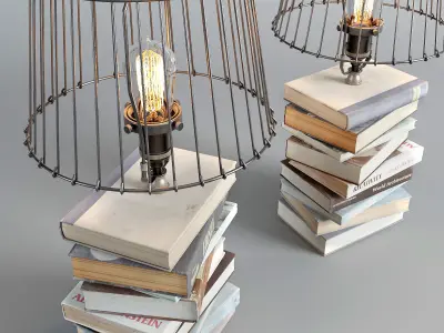 Lamp from books 3D model