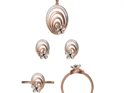Light wt Ring Earrings Pendant set stl jcd 1-render details 3D print model 35