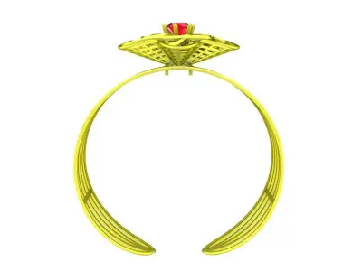 Sculptural Flower Cuff Ring 3D Jewelry Model 6408  3D print model