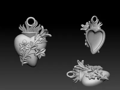 jesus sacred heart necklace  3D print model