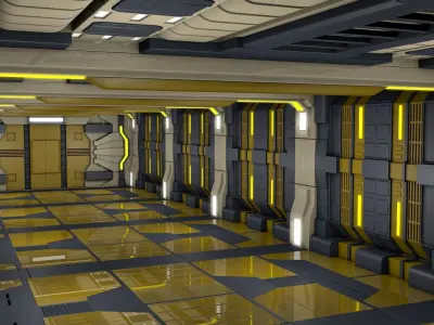 Sci Fi Corridor 3D model 130
