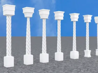 Pillar with Box and Cylinder using Taper and Twist Modifier 3D model