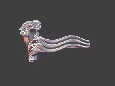  Silver Art Nouveau Cabochon Ring  3D print model