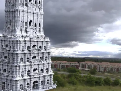 Fantasy architecture Mayan temple grand 3D 3D model