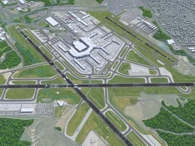 Baltimore Washington Thurgood Marshall Airport 10km Low-poly 3D model