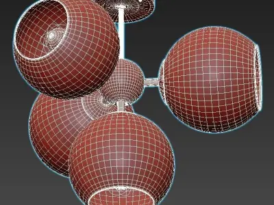 Favourite-Schoppen-1491-4U four glass globes in ceiling light 3D model