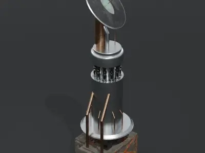Scifi Radio Antenna Station Low-poly 3D model