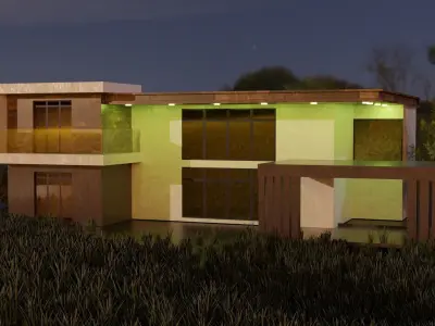 Modern house model exterior Free low-poly 3D model