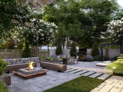 3D Exterior Scene 3D model design garden and landscape 3D 3D model