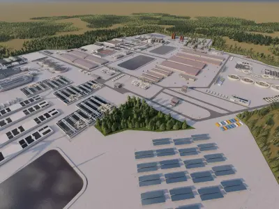 Water treatment plant-Water and Sewage Treatment Plants Factory 3D model