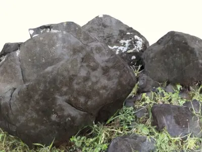Rocks in Forest Set of 3 rocks 3D model