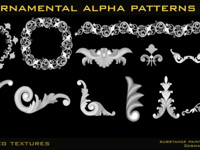 30 Ornamental Alpha Patterns 2k jpeg-psd files Texture