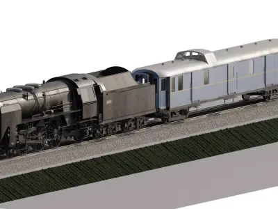 Steam train based on early 1900s Orient Express 3D model