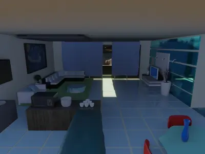 high tech living room  Low-poly 3D model