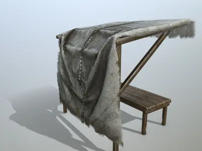 market  bench Low-poly 3D model