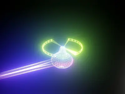 Neon Line Helcopter fly over animation rigged and animated  3D model