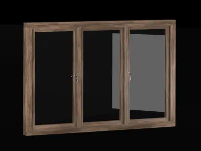 Wooden windows 3D model