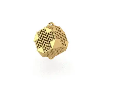 pendant14 cube pendant gold 3D print model
