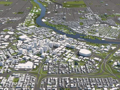 Minneapolis 50x50km City Map Model 3D model