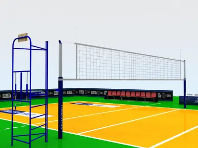Volleyball court high detail low poly Low-poly 3D model