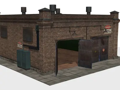 electrical substation Low-poly 3D model