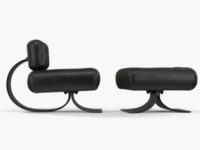 Oscar Niemeyer Alta chair and ottoman 3D model