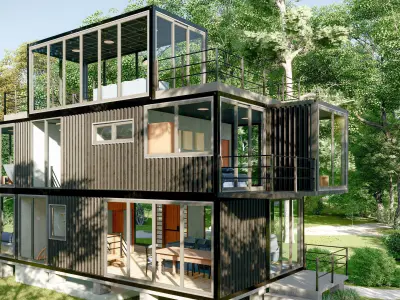 Fully Completed architectural shipping Container House 3D model